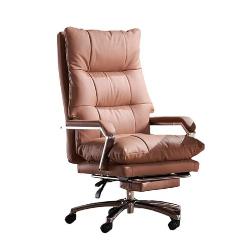 VZXATYOP Bürostuhl aus echtem Leder, ergonomischer Drehsessel for das Home-Office for Erwachsene(Pink) von VZXATYOP