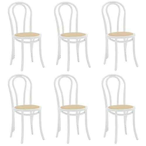 VZXATYOP Bugholz-Esszimmerstühle 2er-Set Handgefertigter Holzstuhl Rattan-Küchenstühle for Esszimmer Bistro Komplett Montiert(White,6PCS) von VZXATYOP