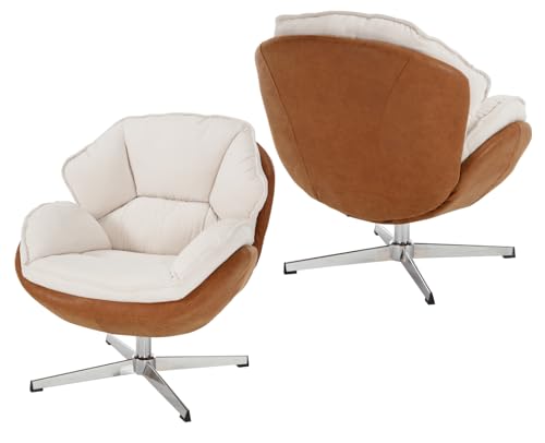 VZXATYOP Drehbarer Akzentstuhl moderner Liegesessel Chenille-Polstersessel mit Metallrahmen bequemer Einzelsofa-Sessel Lesesessel for Wohnzimmer/Schlafzimmer/Büro(2PCS) von VZXATYOP