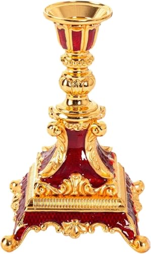 VZXATYOP Einköpfiger Kandelaber Im Retro-Stil Im Türkischen Stil Eleganter Dekorativer Kerzenhalter Aus Hochwertiger Legierung for Hochzeiten Partys Schlafzimmer Heimdekoration(Red) von VZXATYOP