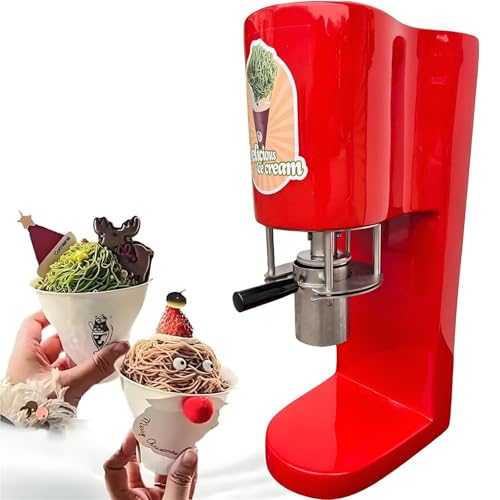VZXATYOP Eiscreme- und Softeismaschine 7,4–7,9 Gal/Std kommerzielle Spaghetti-Eispresse Gelato-Maschine mit 4 Formformen Eiscreme-Nudelmaschine von VZXATYOP