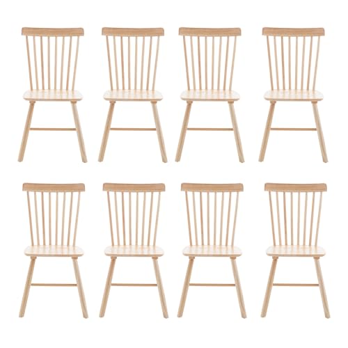 VZXATYOP Esszimmer-Seitenstuhl-Set, Bauernhaus-Küchenstühle aus natürlichem Holz Vintage-Esszimmerstühle mit hoher Rückenlehne for Restaurants(Natural,Set of 8) von VZXATYOP