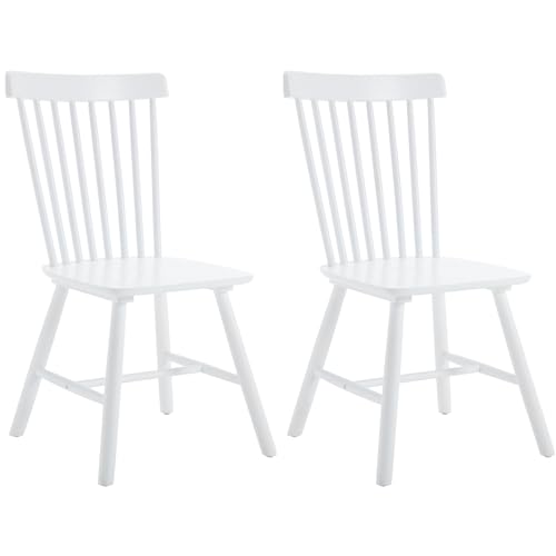 VZXATYOP Esszimmer-Seitenstuhl-Set, Bauernhaus-Küchenstühle aus natürlichem Holz Vintage-Esszimmerstühle mit hoher Rückenlehne for Restaurants(White,Set of 2) von VZXATYOP