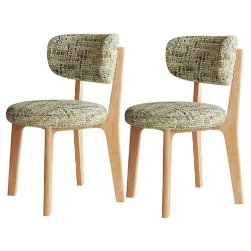 VZXATYOP Esszimmer- und Küchenstühle aus massivem Holz im Landhausstil 2er-Set Moderne Esszimmerstühle aus der Mitte des Jahrhunderts mit Holzrahmen und Polsterung(Natural Wood+Green) von VZXATYOP