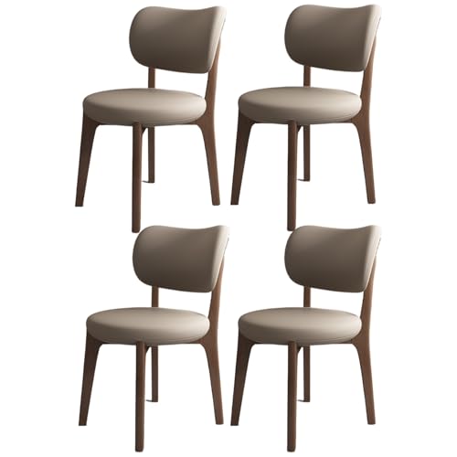 VZXATYOP Esszimmerstühle aus Massivholz, 4er-Set, Mid-Century Modern, gepolsterte Küchenstühle mit geschwungener Rückenlehne und Holzrahmen for Wohnzimmer(Dark Walnut+Dark Khaki) von VZXATYOP