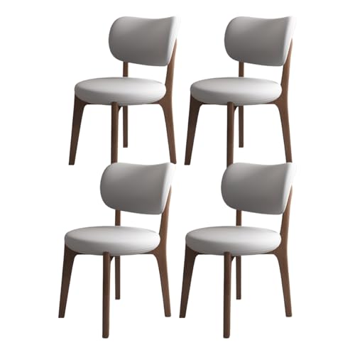 VZXATYOP Esszimmerstühle aus Massivholz, 4er-Set, Mid-Century Modern, gepolsterte Küchenstühle mit geschwungener Rückenlehne und Holzrahmen for Wohnzimmer(Dark Walnut+Light Gray) von VZXATYOP