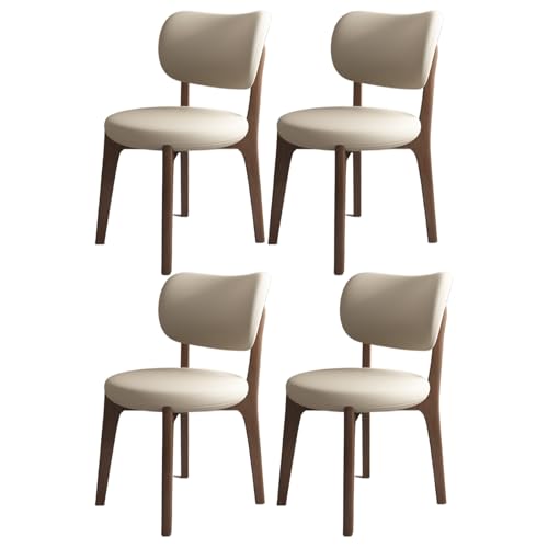 VZXATYOP Esszimmerstühle aus Massivholz, 4er-Set, Mid-Century Modern, gepolsterte Küchenstühle mit geschwungener Rückenlehne und Holzrahmen for Wohnzimmer(Dark Walnut+Light Khaki) von VZXATYOP