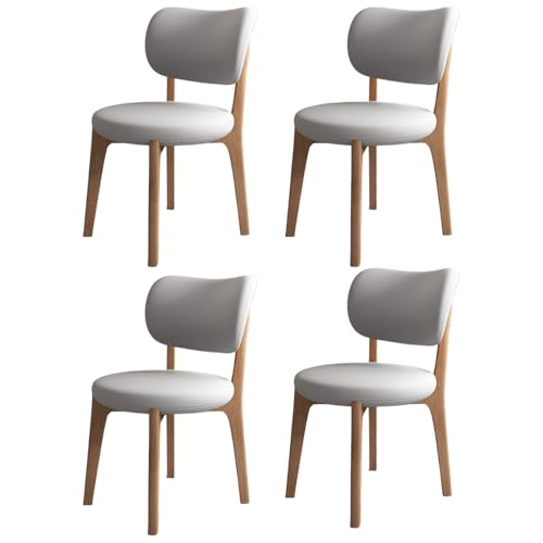 VZXATYOP Esszimmerstühle aus Massivholz, 4er-Set, Mid-Century Modern, gepolsterte Küchenstühle mit geschwungener Rückenlehne und Holzrahmen for Wohnzimmer(Light Walnut+Light Gray) von VZXATYOP