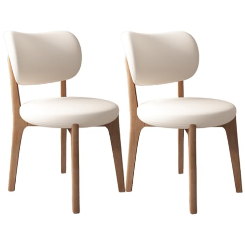 VZXATYOP Esszimmerstühle aus Massivholz 2er-Set Moderne Küchenstühle aus Mitte des Jahrhunderts mit Holzrahmen gepolsterte Esszimmerstühle im Bauernhausstil for Wohnzimmer(A-Light Walnut+White) von VZXATYOP
