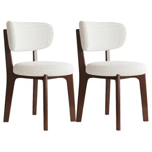 VZXATYOP Esszimmerstühle aus Massivholz 2er-Set Moderne Küchenstühle aus Mitte des Jahrhunderts mit Holzrahmen gepolsterte Esszimmerstühle im Bauernhausstil for Wohnzimmer(B-Walnut+Beige) von VZXATYOP