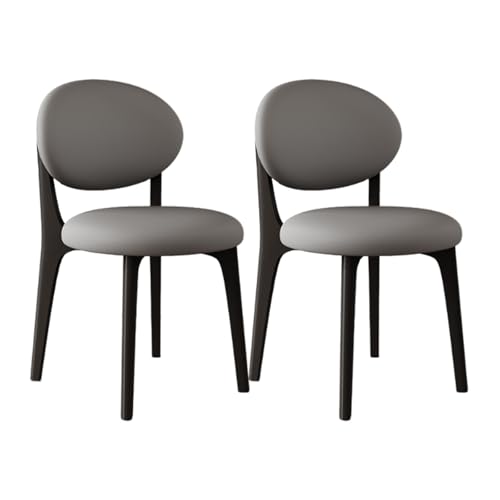 VZXATYOP Esszimmerstühle aus Massivholz im Bauernhaus-Stil 2er-Set gepolsterte Küchen-Seitenstühle im Mid-Century-Stil mit geschwungener Rückenlehne for Wohnzimmer Restaurant(Black+Dark Gray) von VZXATYOP