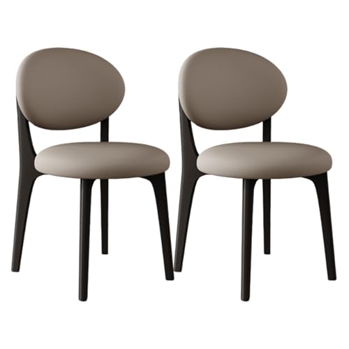 VZXATYOP Esszimmerstühle aus Massivholz im Bauernhaus-Stil 2er-Set gepolsterte Küchen-Seitenstühle im Mid-Century-Stil mit geschwungener Rückenlehne for Wohnzimmer Restaurant(Black+Dark Khaki) von VZXATYOP