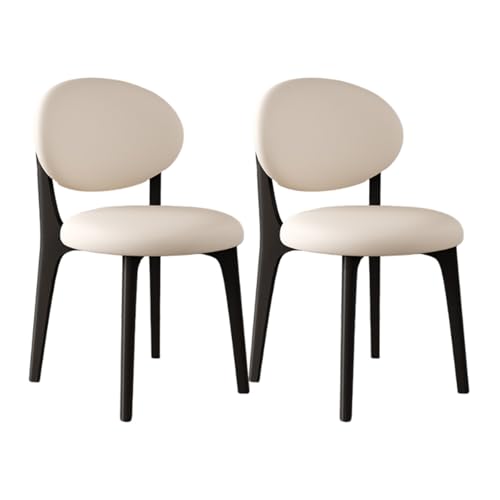 VZXATYOP Esszimmerstühle aus Massivholz im Bauernhaus-Stil 2er-Set gepolsterte Küchen-Seitenstühle im Mid-Century-Stil mit geschwungener Rückenlehne for Wohnzimmer Restaurant(Black+White) von VZXATYOP