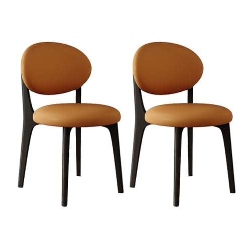 VZXATYOP Esszimmerstühle aus Massivholz im Bauernhaus-Stil 2er-Set gepolsterte Küchen-Seitenstühle im Mid-Century-Stil mit geschwungener Rückenlehne for Wohnzimmer Restaurant(Black+orange) von VZXATYOP