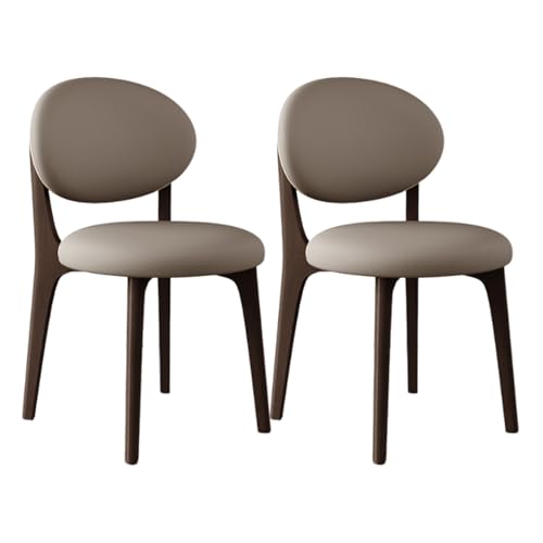 VZXATYOP Esszimmerstühle aus Massivholz im Bauernhaus-Stil 2er-Set gepolsterte Küchen-Seitenstühle im Mid-Century-Stil mit geschwungener Rückenlehne for Wohnzimmer Restaurant(Dark Walnut+Dark Khaki) von VZXATYOP