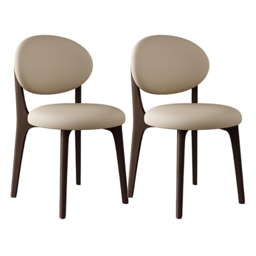 VZXATYOP Esszimmerstühle aus Massivholz im Bauernhaus-Stil 2er-Set gepolsterte Küchen-Seitenstühle im Mid-Century-Stil mit geschwungener Rückenlehne for Wohnzimmer Restaurant(Dark Walnut+Light Khaki) von VZXATYOP