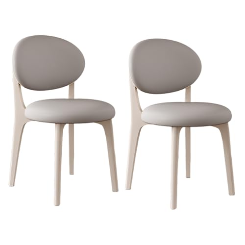 VZXATYOP Esszimmerstühle aus Massivholz im Bauernhaus-Stil 2er-Set gepolsterte Küchen-Seitenstühle im Mid-Century-Stil mit geschwungener Rückenlehne for Wohnzimmer Restaurant(White+Light Gray) von VZXATYOP
