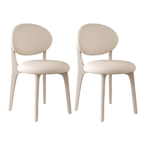 VZXATYOP Esszimmerstühle aus Massivholz im Bauernhaus-Stil 2er-Set gepolsterte Küchen-Seitenstühle im Mid-Century-Stil mit geschwungener Rückenlehne for Wohnzimmer Restaurant(White+White) von VZXATYOP