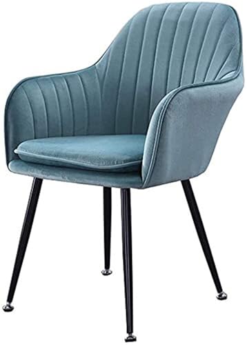 VZXATYOP Esszimmerstuhl Aus Samt Moderne Möbel Sofastuhl Metallbeine Rückenlehne Sessel Weiches Kissen Kaffeestuhl(Blue 1,Black Legs) von VZXATYOP
