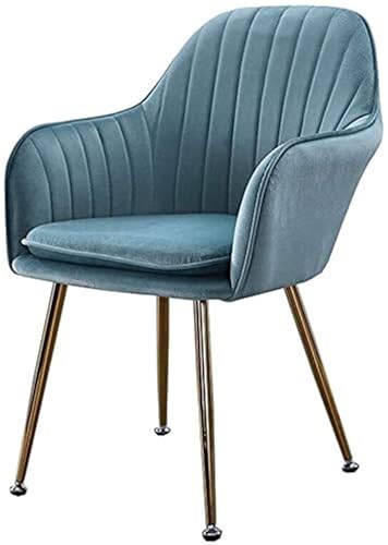 VZXATYOP Esszimmerstuhl Aus Samt Moderne Möbel Sofastuhl Metallbeine Rückenlehne Sessel Weiches Kissen Kaffeestuhl(Blue 1,Gold Legs) von VZXATYOP