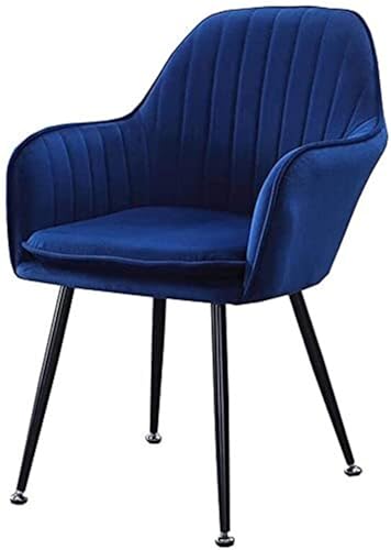 VZXATYOP Esszimmerstuhl Aus Samt Moderne Möbel Sofastuhl Metallbeine Rückenlehne Sessel Weiches Kissen Kaffeestuhl(Blue 2,Black Legs) von VZXATYOP