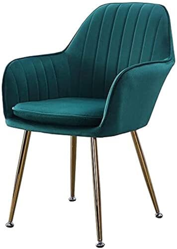VZXATYOP Esszimmerstuhl Aus Samt Moderne Möbel Sofastuhl Metallbeine Rückenlehne Sessel Weiches Kissen Kaffeestuhl(Green,Gold Legs) von VZXATYOP