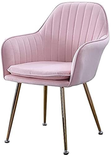VZXATYOP Esszimmerstuhl Aus Samt Moderne Möbel Sofastuhl Metallbeine Rückenlehne Sessel Weiches Kissen Kaffeestuhl(Pink 1,Gold Legs) von VZXATYOP