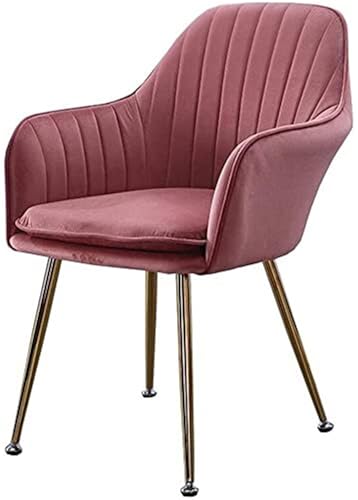 VZXATYOP Esszimmerstuhl Aus Samt Moderne Möbel Sofastuhl Metallbeine Rückenlehne Sessel Weiches Kissen Kaffeestuhl(Pink 2,Gold Legs) von VZXATYOP