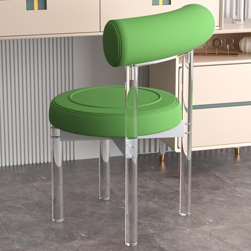 VZXATYOP Esszimmerstuhl mit durchsichtiger Rückenlehne Acryl moderner minimalistischer Schminkstuhl armloser transparenter Komforthocker aus Kristallglas for Schlafzimmer Esszimmer Büro(Light Green) von VZXATYOP