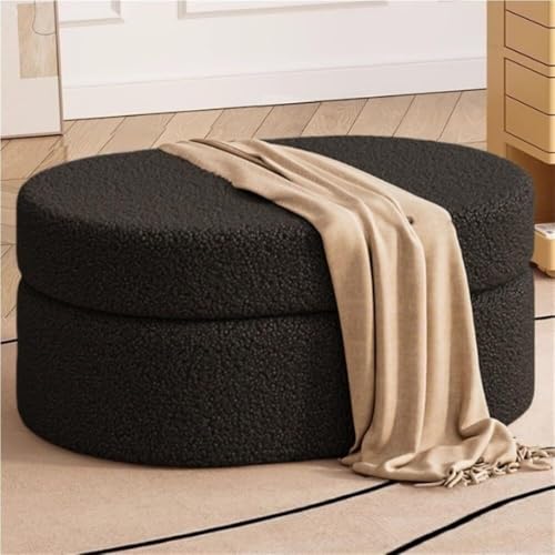 VZXATYOP Fußbank fürs Bett, Ottomane mit Stauraum, ovaler Sofa-Fußhocker kleine Moderne Fußstütze mit Polsterung for Schlafzimmer Wohnzimmer Eingang(Black,23.6 * 15.7 * 11.8in) von VZXATYOP