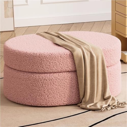 VZXATYOP Fußbank fürs Bett, Ottomane mit Stauraum, ovaler Sofa-Fußhocker kleine Moderne Fußstütze mit Polsterung for Schlafzimmer Wohnzimmer Eingang(Pink,15.7 * 11.8 * 11.8in) von VZXATYOP