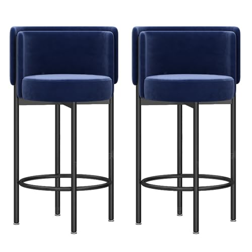 VZXATYOP Gepolsterte Barhocker In Thekenhöhe Aus Samt 2er-Set Moderne Barstühle Mit Fußstütze Und Metallbeinen for Küchencafés Zuhause Und Restaurants(Black Legs Blue,65cm) von VZXATYOP