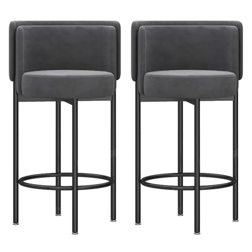 VZXATYOP Gepolsterte Barhocker In Thekenhöhe Aus Samt 2er-Set Moderne Barstühle Mit Fußstütze Und Metallbeinen for Küchencafés Zuhause Und Restaurants(Black Legs Gray,65cm) von VZXATYOP