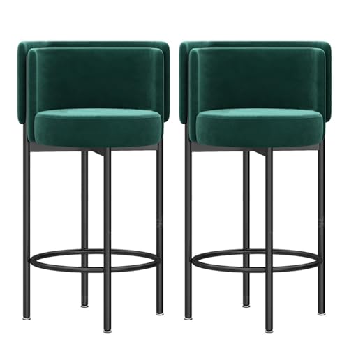 VZXATYOP Gepolsterte Barhocker In Thekenhöhe Aus Samt 2er-Set Moderne Barstühle Mit Fußstütze Und Metallbeinen for Küchencafés Zuhause Und Restaurants(Black Legs Green,75cm) von VZXATYOP