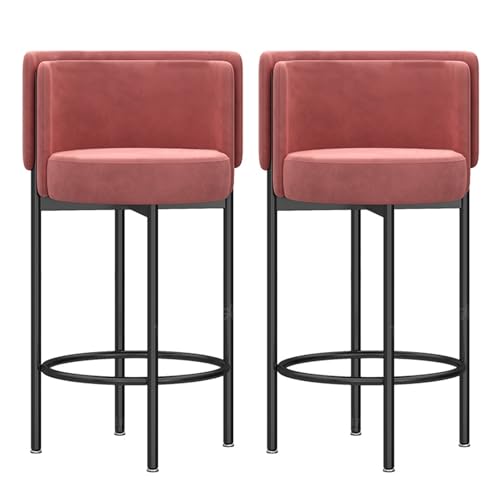 VZXATYOP Gepolsterte Barhocker In Thekenhöhe Aus Samt 2er-Set Moderne Barstühle Mit Fußstütze Und Metallbeinen for Küchencafés Zuhause Und Restaurants(Black Legs Pink,75cm) von VZXATYOP