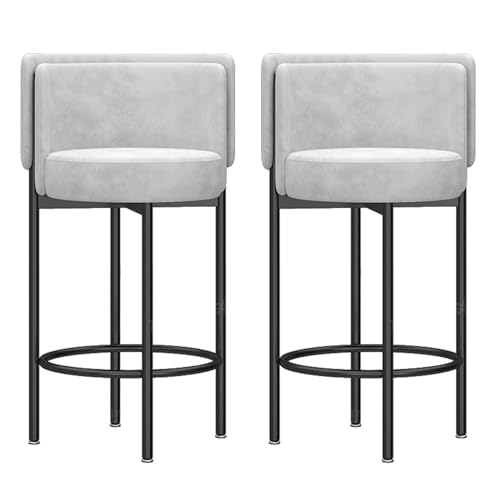 VZXATYOP Gepolsterte Barhocker In Thekenhöhe Aus Samt 2er-Set Moderne Barstühle Mit Fußstütze Und Metallbeinen for Küchencafés Zuhause Und Restaurants(Black Legs White,75cm) von VZXATYOP