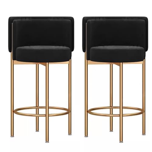 VZXATYOP Gepolsterte Barhocker In Thekenhöhe Aus Samt 2er-Set Moderne Barstühle Mit Fußstütze Und Metallbeinen for Küchencafés Zuhause Und Restaurants(Gold Legs Black,75cm) von VZXATYOP
