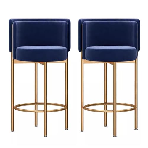 VZXATYOP Gepolsterte Barhocker In Thekenhöhe Aus Samt 2er-Set Moderne Barstühle Mit Fußstütze Und Metallbeinen for Küchencafés Zuhause Und Restaurants(Gold Legs Blue,75cm) von VZXATYOP
