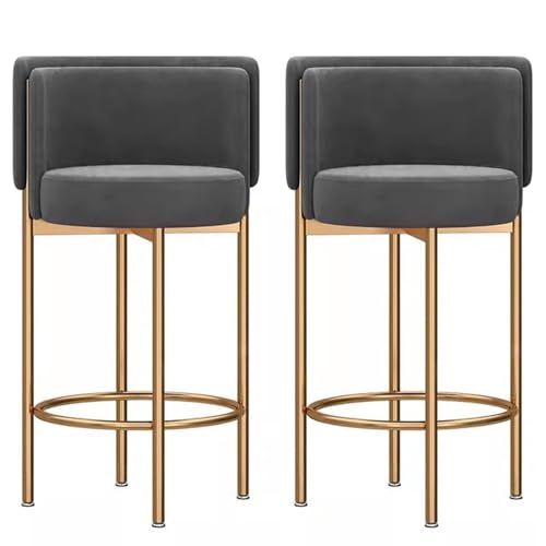 VZXATYOP Gepolsterte Barhocker In Thekenhöhe Aus Samt 2er-Set Moderne Barstühle Mit Fußstütze Und Metallbeinen for Küchencafés Zuhause Und Restaurants(Gold Legs Gray,75cm) von VZXATYOP