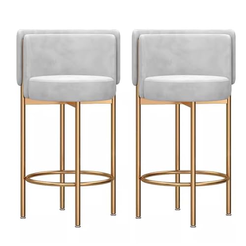 VZXATYOP Gepolsterte Barhocker In Thekenhöhe Aus Samt 2er-Set Moderne Barstühle Mit Fußstütze Und Metallbeinen for Küchencafés Zuhause Und Restaurants(Gold Legs White,65cm) von VZXATYOP