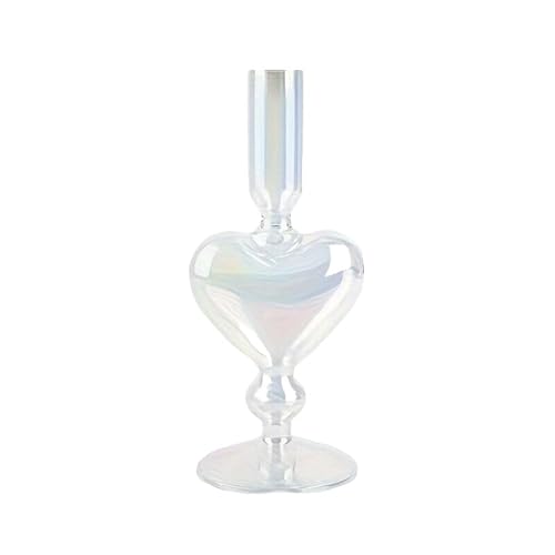 VZXATYOP Herzförmiger Kerzenständer Aus Glas Kerzenhalter Aus Klarem Kristall for Tischdekoration Hochzeit Weihnachten Und Partys Zu Hause(White) von VZXATYOP