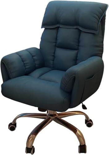 VZXATYOP Home-Office-Schreibtischstuhl bequemer gepolsterter Drehstuhl höhenverstellbarer ergonomischer Computersessel for Wohnzimmer Schlafzimmer(Blue) von VZXATYOP