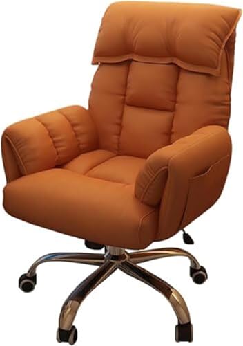 VZXATYOP Home-Office-Schreibtischstuhl bequemer gepolsterter Drehstuhl höhenverstellbarer ergonomischer Computersessel for Wohnzimmer Schlafzimmer(Orange) von VZXATYOP