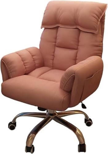 VZXATYOP Home-Office-Schreibtischstuhl bequemer gepolsterter Drehstuhl höhenverstellbarer ergonomischer Computersessel for Wohnzimmer Schlafzimmer(Pink) von VZXATYOP