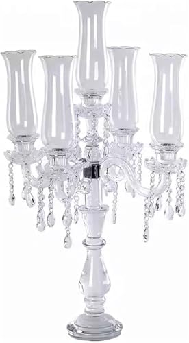 VZXATYOP Kerzenhalter Aus Kristallglas Mit 5 Armen Dekorativ Als Tischdekoration for Hochzeiten Weihnachten Thanksgiving-Dinner von VZXATYOP