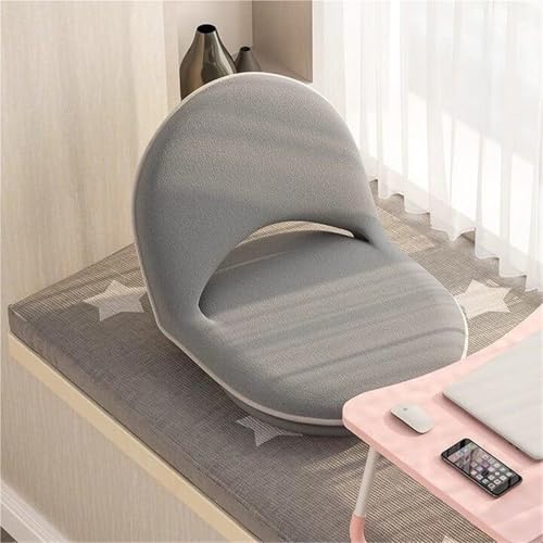 VZXATYOP Klappbarer, drehbarer Tatami-Bodenstuhl mit Rückenlehne, bequemer Meditationsstuhl Bodensitz Lazy Sofa for Schlafzimmer drehbare Bodenkissen(Grey) von VZXATYOP