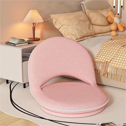 VZXATYOP Klappbarer, drehbarer Tatami-Bodenstuhl mit Rückenlehne, bequemer Meditationsstuhl Bodensitz Lazy Sofa for Schlafzimmer drehbare Bodenkissen(Pink) von VZXATYOP