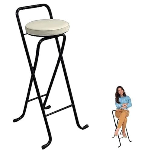 VZXATYOP Klappbarer Barhocker (80 cm) bequemer gepolsterter Sitz Küchentheke Frühstücksbar Schreibtischhocker Stuhl tragbarer Hochstuhl Hocker for Picknick Gartenparty(White a) von VZXATYOP