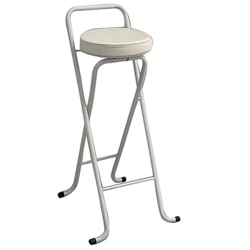 VZXATYOP Klappbarer Barhocker – bequemer gepolsterter Sitz – Küchentheke, Frühstücksbar, Schreibtischhocker – tragbarer Hochstuhl for Picknicks und Gartenpartys(White B) von VZXATYOP