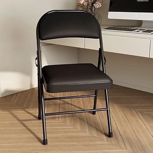 VZXATYOP Klappstühle mit gepolsterten Sitzen, tragbarer stapelbarer kommerzieller Sitz, Hocker mit dickem Kissen for Veranstaltungen Büro Hochzeitsfeier(Black) von VZXATYOP